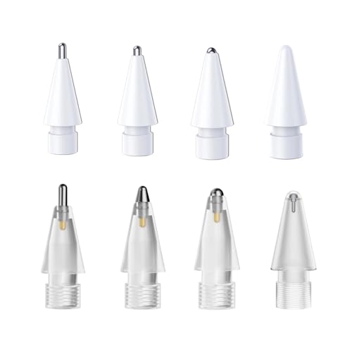 Compatible with Upgraded Pencil Tips fits for Apple 2nd 1st Gen USB-C, Replacement iPencil Nibs for iPad Pro Pencil,No Wear Out Fine Point Precise Control Resistance Tip(Silver + White)