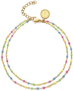 Chevillière Double Dots Neon Enamel Acier Plaqué Or Bijoux pour femmes