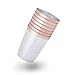 10oz Premium Rose Gold Trim - Hard Clear Plastic Cups - 100 pack Wedding/Party Disposable Tumblers - Rose Gold Rim - Elegant Party Cups