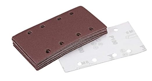 MACHSWON 100 Grit Sanding Sheet Sander Sandpaper Hook and Loop Pads 8 Hole 10pcs for 1/3 sander — image 1