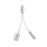 iPhone 7 Lightning to 3.5mm Adapter, 2-in-1 Lightning to 3.5mm Headphone Adapter and Lightning Charging Cable for iPhone 7, iPhone 7 Plus (Silver)