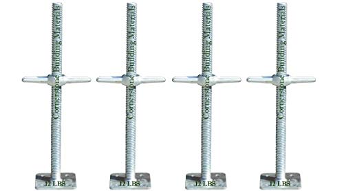 4 Scaffold Screw Jack Galvanized 24" X 1-3/8" with A Large Wing Nut for Adjust Scaffolding Frames - Thumbnail 3