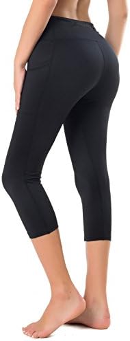 FlatikWomen's High Waist Yoga Capris with Pockets, Workout Sports Running Athletic Capris Leggings with Pocket