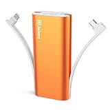 iPhone Battery Charger with Built-in Lightning Cable - Jackery Bolt 6000 mAh Portable Charger Power Outdoors, [Apple MFi Certified] Compact Power Bank, Twice as Fast as Original iPhone Charger