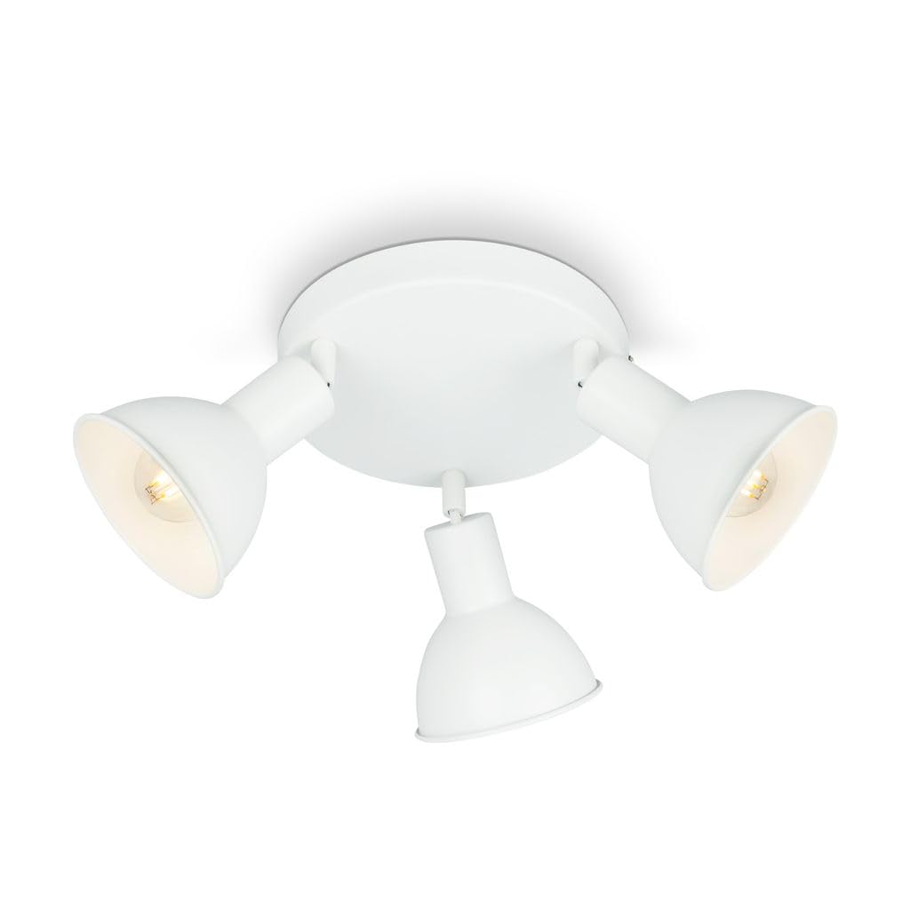 BRILONER Leuchten Retro Ceiling Light, 3-Bulb Retro Ceiling Light, Ceiling Spotlight E14, Adjustable, White, 190 x 140 mm