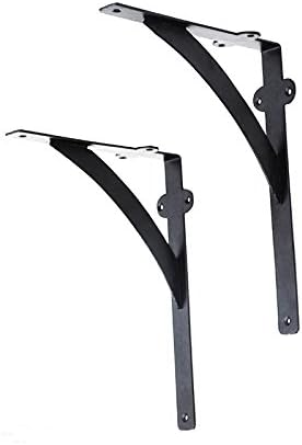 Amazing 22 Classic Iron Shelf Bracket, Black Powder Coat Finish, Set of 2