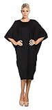 Tabeez Women's Oversized Jersey Shift Midi Dress with Kimono Sleeves