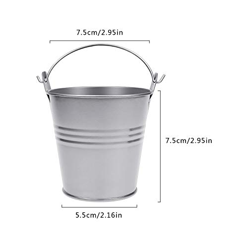 Homgaty 5 Pieces Small Metal Bucket Galvanized Buckets,Icing French Fries Tin Pails for Wedding Party Decoration