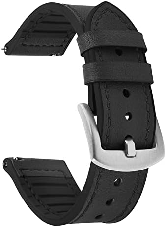 Fullmosa Quick Release Watch Band 22mm, Leather Silicone Hybrid