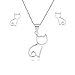 Hollow Cat Studs Earrings Necklace Mini Ear Crawler Climbers Cute Open Little Cat Pet Dangle Tiny Kitten Pendant Collarbone Necklace Charms Jewelry Necklace Set