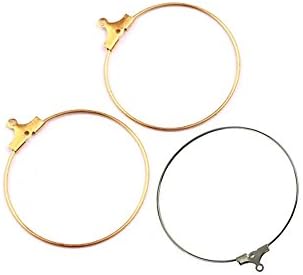 Hoop Earring Finding, QianCraftKits 200 Pieces Beading Hoop Earring Finding, 30mm 2 Loops Round Earring Hoops for Jewelry Making (Silver & Gold)