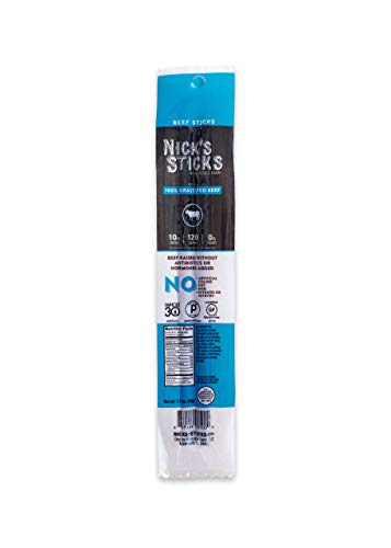 Nick's Sticks 100% Grass-Fed Beef Snack Sticks - Gluten Free - Paleo, Keto, Whole30 Approved - No Sugar, Soy, Antibiotics or Hormones (6 - 1.7oz. Packages of 2 Sticks)