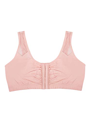 Fruit of the Loom Women's Comfort Front Close Sport Bra with Mesh Straps Bra, Blushing Rose, 36