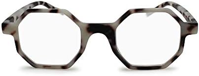 2SeeLife Hexagon Reading Glasses Unique Geometric Octagon Shape | Marble Pearl, 2.00