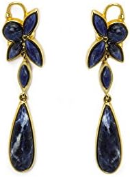 Mcristals 18K Gold Pated Statement Earrings - Fairy Drops (Sodalite)