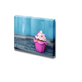 Canvas Prints Wall Art - Cute Pink Cupcake | Modern Wall Decor/Home Art Stretched Gallery Canvas Wraps Giclee Print & Ready to Hang - 12" x 18"