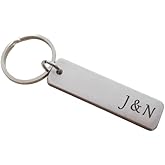 Custom Personalized Aluminum Tag Keychain, Engraved Initials, Anniversary Gift, Husband Wife Key Chain, Boyfriend Girlfriend Gift, Customized Couples Keychain