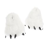 Plush Bear Paw Animal Slippers (White, Medium)