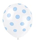 12" Latex Light Blue Polka Dot Balloons, 6ct