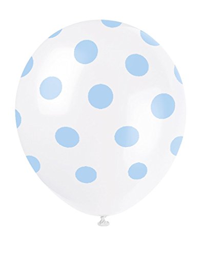 12" Latex Light Blue Polka Dot Balloons, 6ct