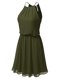 DRESSIS mini vestido sin mangas de gasa de dos capas para mujer