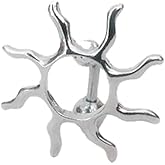 Zynova 14G Silver Sun Reverse Belly Button Rings for Women Minimalist Surgical Steel Belly Barbell Curved Bar Navel Body Piercing Jewelry