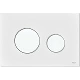 Plaque De Commande Teceloop Pour Chasse D’eau 2 Quantités - Verre Blanc Design - Compatible Montage Encastré WC Moderne