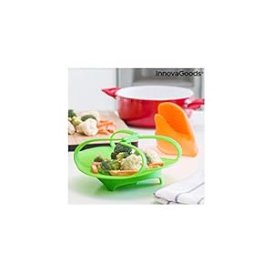 InnovaGoods Stoompan, silicone, opvouwbaar, groen, 20 x 4 x 20 cm