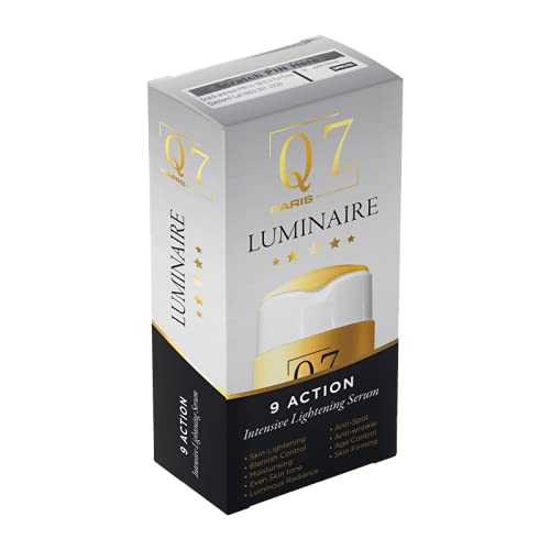 Q7Paris Luminaire 9-Action Intensive Skin Lightening Serum. Effective Skin Brightening skin whitening serum for face/Neck/Eye Contour/body underarm Dark knuckles Knees Elbows & private areas - 30ml
