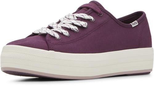 Keds Women's Triple Kick Canvas, Burgundy Bottom Foxing Stripe, 7 Medium