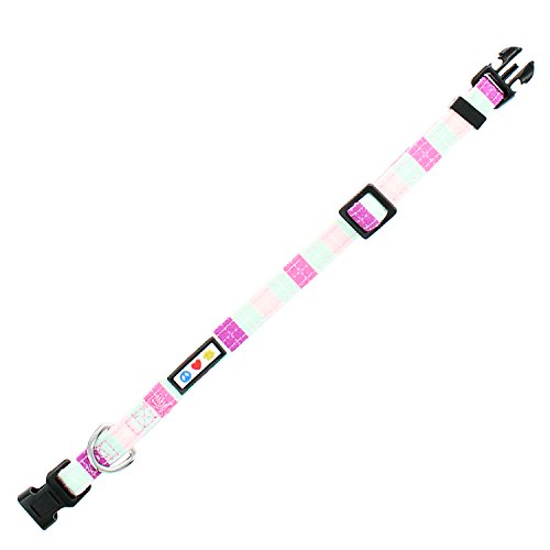 Pawtitas Pet / Puppy Soft Training Adjustable Multicolor Dog Collar Extra Small 3/8 Inch Teal / Pink / Purple