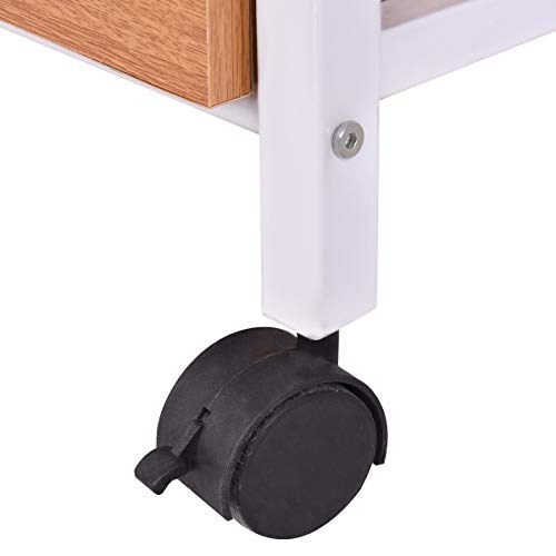 Kitchen & Dining Cart, 3-Tier Rolling Kitchen Microwave Oven Stand Cart with Electric Outlet