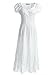 Anna-Kaci Renaissance Peasant Maiden Boho Inspired Cap Sleeve Lace Trim Maxi Dress, Cream, Large