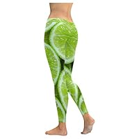 Tagours Yoga Pants for Girls Green Lime Lemon Fruit Stretchy Low Waist Leggings Yoya Pants Running Gym Tights Workout