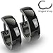 SER-0004 Pair of 316L Stainless Steel Plain Black Huggie Hoop Earrings; Comes With Free Gift Box