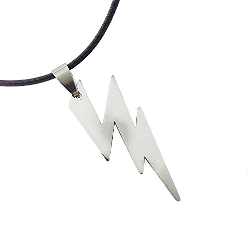 Dastan Stainless Steel Necklace Zeus Flash Lightning Bolt Pendant on Leather Cord-The Flash