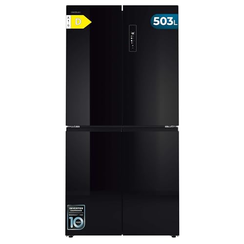 Cecotec Side-by-Side refrigerator with freezer compartment Bolero CoolMarket 4D 503 Black Glass D. 503 L, Energy Class D, Total NoFrost, Multi AirFlow, FreshNess Hub, Height 177.5 cm, Width 85 cm