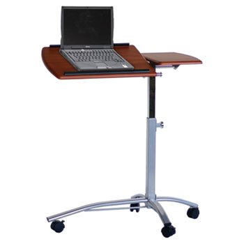Mayline 950MEC SOHO Mobile Laptop Caddy with Dual Worksurface, Height Adjustable, Medium Cherry Tf/Metallic Gray Frame