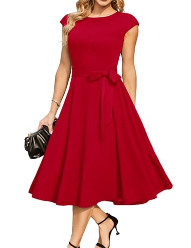 DRESSTELLS Women's Cocktail Dresses, Formal Wedding Guest Modest Church Vintage Holiday Party Evening Dress