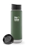 Klean Kanteen Coffee Set Wide Mouth Insulated Bottle w/ 2 Caps (Loop Cap and Cafe Cap) (Deep Sea, 12 Ounce) (Vineyard Green, 20 Ounce)