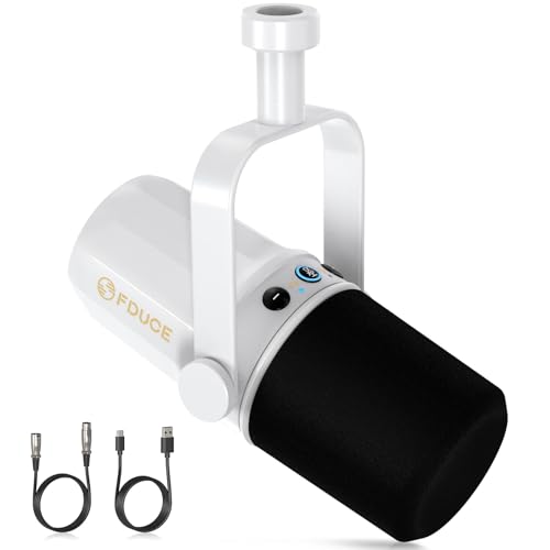 FDUCE SL40 Dynamisches Mikrofon für Podcasting, Gaming, Live-Streaming & Aufnahme, Eingebauter Kopfhörerausgang, LED-Stummschalttaste, Ganzmetall-USB/
