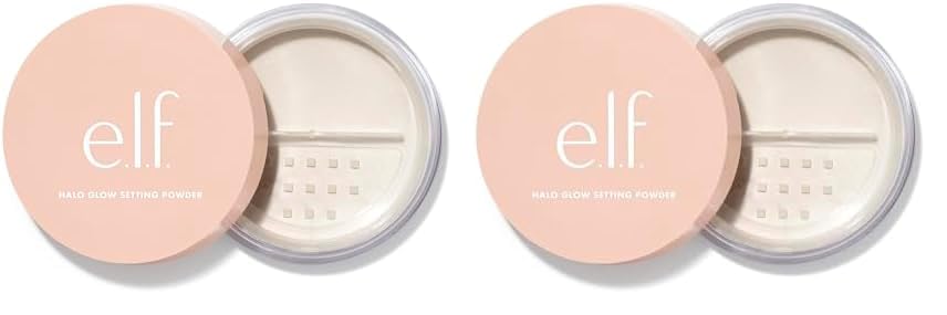 e.l.f., Halo Glow Setting Powder, Silky, Weightless, Blurring, Smooths, Minimizes Pores and Fine Lines, Creates Soft Focus Effect, Light, Semi-Matte Finish, 0.24 Oz (Pack of 2)