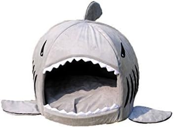 Grey Shark Bed for Small Cat Dog Cave Bed Removable Cushion,waterproof Bottom Most Lovely Pet House Gift for Pet by spexpet