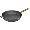 Gietijzeren pan stoofpan braadpan met afneembare handgreep (28, met schenktuit, 55 mm hoog)