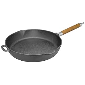 Gietijzeren pan stoofpan braadpan met afneembare handgreep (28, met schenktuit, 55 mm hoog)