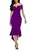 ONLYSHE Womens Sexy Off Shoulder Bardot Lace Evening Gown Fishtail Maxi Dress Purple Large