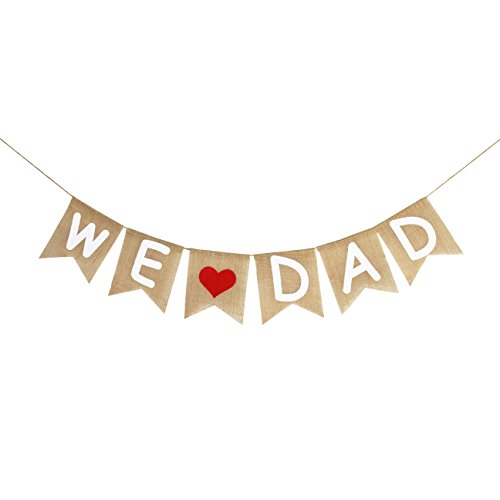 Burlap We Love Dad Banner Garland Rustic Fathers Day Decorations