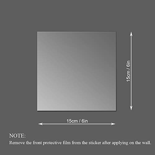 15 Pieces Square Acrylic Mirror Sticker Sheet, Removable Silver Mirror