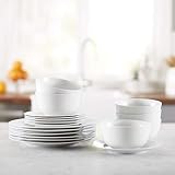 Amazon Basics 18-Piece Dinnerware Set White Service for 6 Porcelain view 9