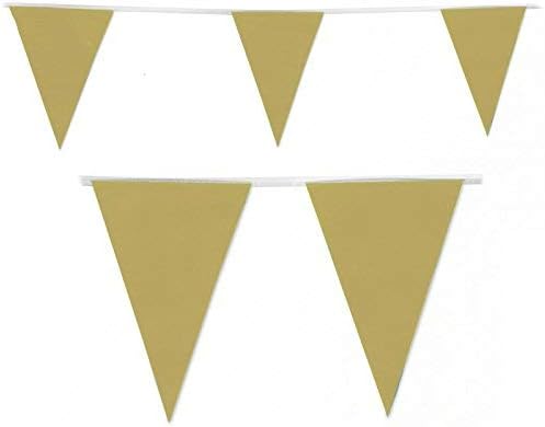 REDSTAR 10m / 20 FLAGS COLOUR BUNTING FLAGS PENNANTS PARTY DECORATIONS PARTIES FLAG (Gold)